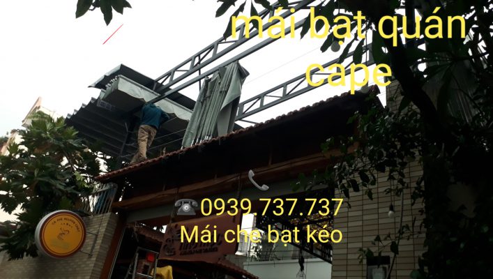 mái bạt xếp quán cape sân vườn quận bình chánh